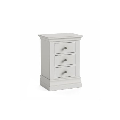 Burgundy Painted Light Grey 3 Drawer Bedside Table