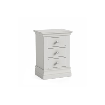 Burgundy Painted Light Grey 3 Drawer Bedside Table