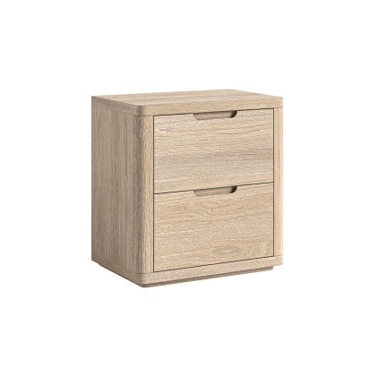 Portobello Oak 2 Drawer Wide Bedside Table