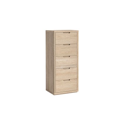 Portobello Oak 5 Drawer Tallboy Chest of Drawers