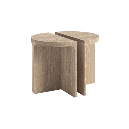 Portobello Oak Half Moon Nest of Tables