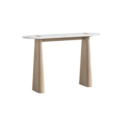 Portobello Oak Console Table with Travertine Top