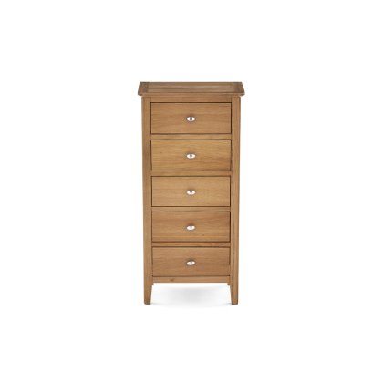 Bath Oak 5 Drawer Tallboy