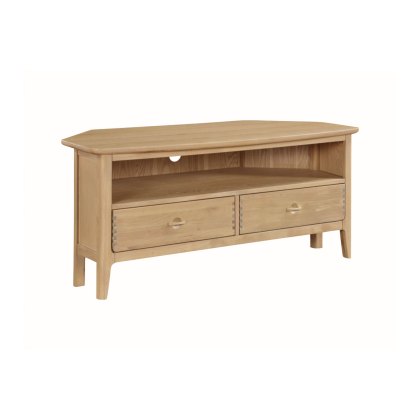 Cotswold Oak Corner TV Unit with 2 Drawers