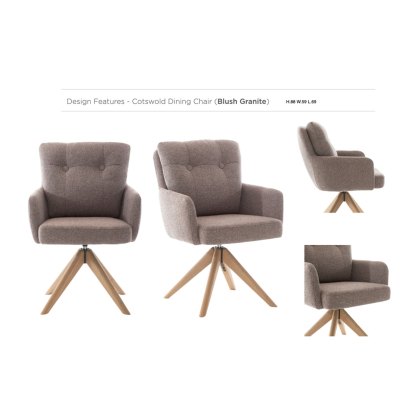 Cotswold Fabric Dining Chair in Blush Granite