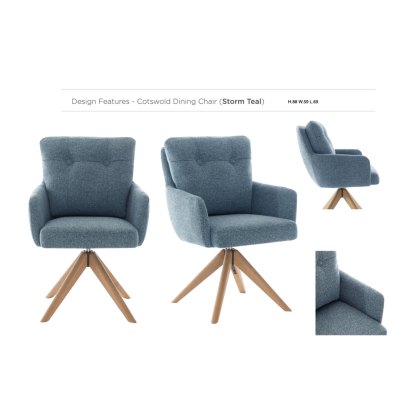 Cotswold Fabric Dining Chair in Storm Teal