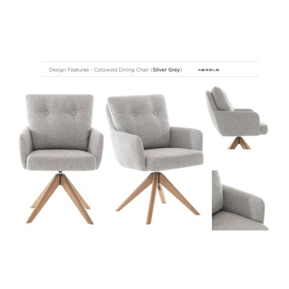 Cotswold Fabric Dining Chair in Silver Grey