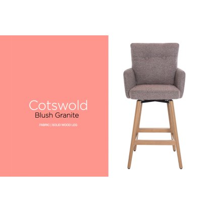 Cotswold Fabric Bar Counter Stool in Blush Granite (Pair)