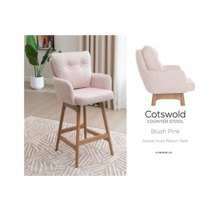 Cotswold Fabric Bar Counter Stool in Blush Pink (Pair) Cotswold Fabric Bar Counter Stool in Blush Pink (Pair)