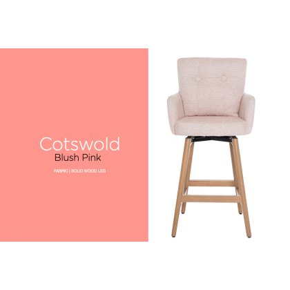 Cotswold Fabric Bar Counter Stool in Blush Pink (Pair) Cotswold Fabric Bar Counter Stool in Blush Pink (Pair)