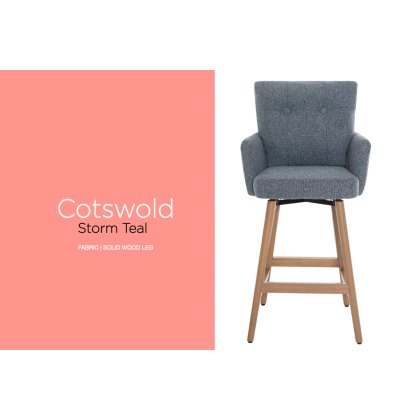 Cotswold Fabric Bar Counter Stool in Storm Teal (Pair) Cotswold Fabric Bar Counter Stool in Storm Teal (Pair)