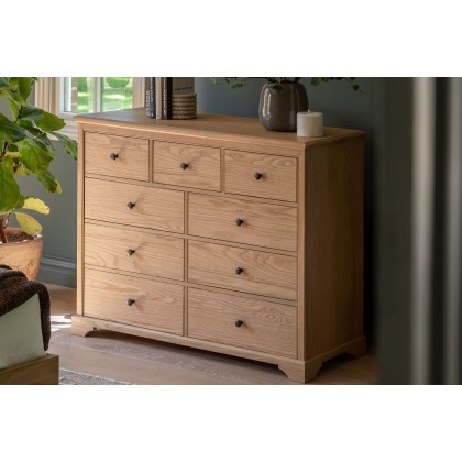 Gallery Direct Malvern Natural Oak 9 Drawer Chest of Drawers