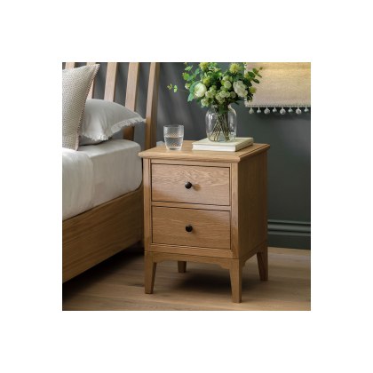 Gallery Direct Malvern Natural Oak 2 Drawer Bedside Table