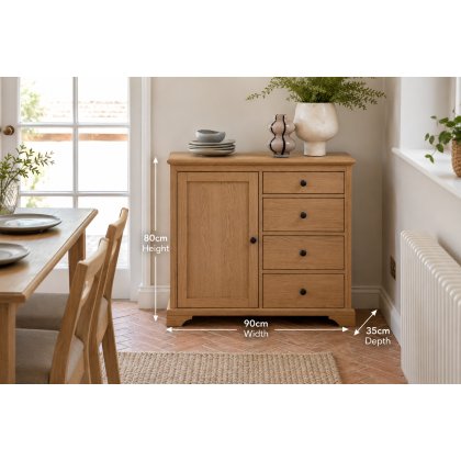 Gallery Direct Malvern Natural Oak 1 Door 4 Drawer Sideboard