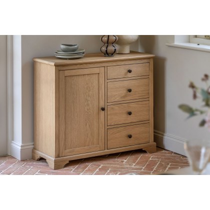 Gallery Direct Malvern Natural Oak 1 Door 4 Drawer Sideboard Gallery Direct Malvern Natural Oak 1 Door 4 Drawer Sideboard
