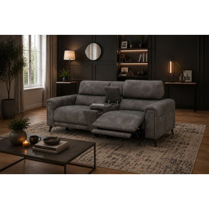 Lumea Tech Smart 3 Seater Recliner Sofa with Power Headrest, Heat Function & Tech Console