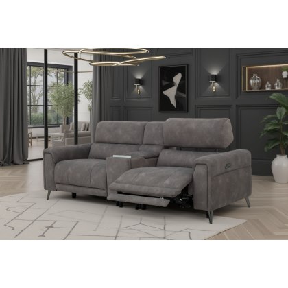 Lumea Tech Smart 3 Seater Recliner Sofa with Power Headrest, Heat Function & Tech Console