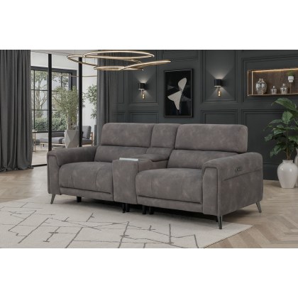 Lumea Tech Smart 3 Seater Recliner Sofa with Power Headrest, Heat Function & Tech Console