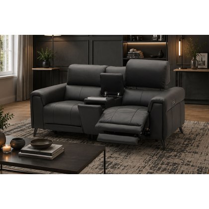 Lumea Tech Smart 2 Seater Recliner Sofa with Power Headrest, Heat Function & Tech Console