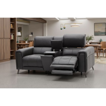 Lumea Tech 2 Seater Recliner Sofa with Power Headrest, Heat Function & Tech Console