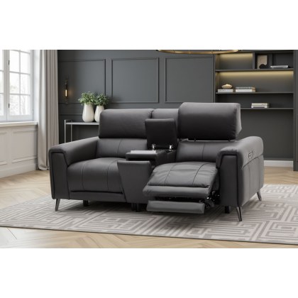 Lumea Tech Smart 2 Seater Recliner Sofa with Power Headrest, Heat Function & Tech Console