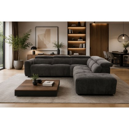 Monaco 6 Seater Corner Sofa with Power Recliner and Headrest