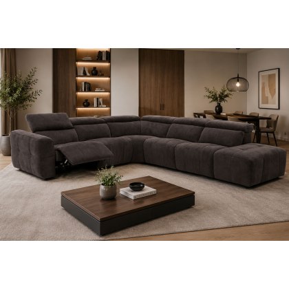 Monaco 6 Seater Corner Sofa with Power Recliner and Headrest