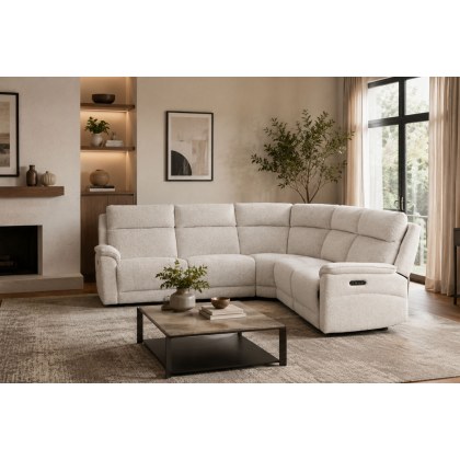 Downtown 6 Seater Corner Sofa with Power Recliner and Headrest