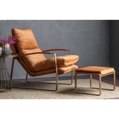 Gallery Direct Fabien Footstool in Ochre Soft Fabric