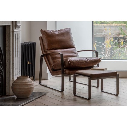 Gallery Direct Fabien Lounger Chair in Brown Leather