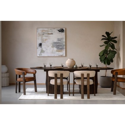 Gallery Direct Onda Walnut Ext 200-250cm Oval Dining Table Set & 6 Chairs (3 Brown + 3 Natural) Gallery Direct Onda Walnut Ext 200-250cm Oval Dining Table Set & 6 Chairs (3 Brown + 3 Natural)