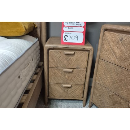 Ex-Display Truro - Atauro Reclaimed Wood Small 3 Drawer Bedside Table