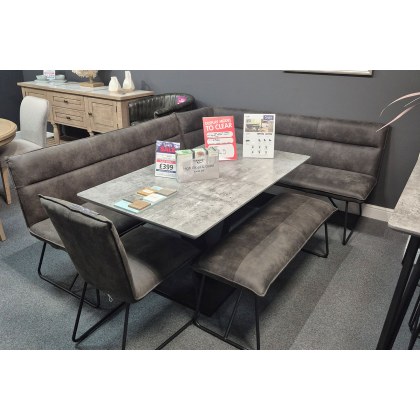 Ex-Display Truro - Loki Dining Table + RHF Corner Bench + Bench + Dining Chair