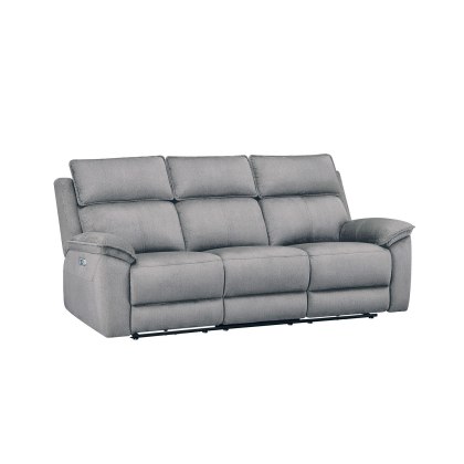 Blaine 3 Seater Electric Recliner Sofa in Greige Fabric