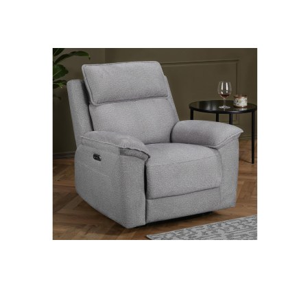 Blaine Electric Recliner Chair in Greige Fabric
