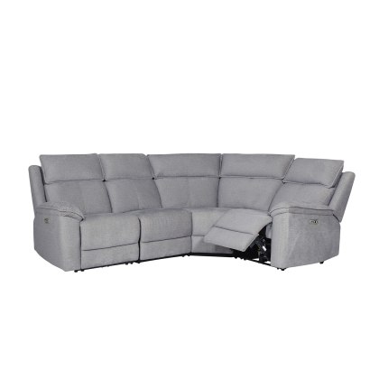 Blaine 4 Seater Electric Recliner Corner Sofa in Greige Fabric