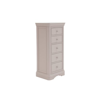 Mabel Wooden 5 Drawer Chest in Painted Taupe Finish Mabel Wooden 5 Drawer Chest in Painted Taupe Finish