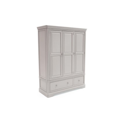 Mabel Wooden 3 Door Wardrobe in Painted Taupe Finish Mabel Wooden 3 Door Wardrobe in Painted Taupe Finish