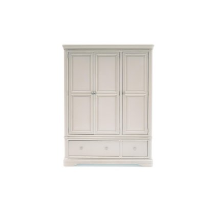 Mabel Wooden 3 Door Wardrobe in Painted Taupe Finish Mabel Wooden 3 Door Wardrobe in Painted Taupe Finish