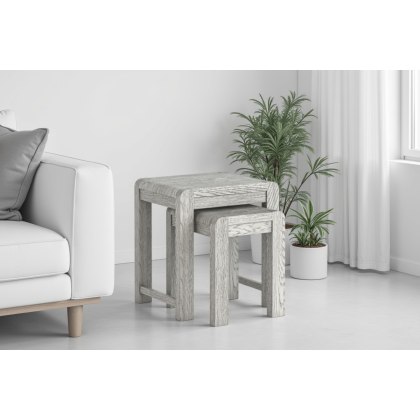Amsterdam Washed Grey Oak Nest of Tables