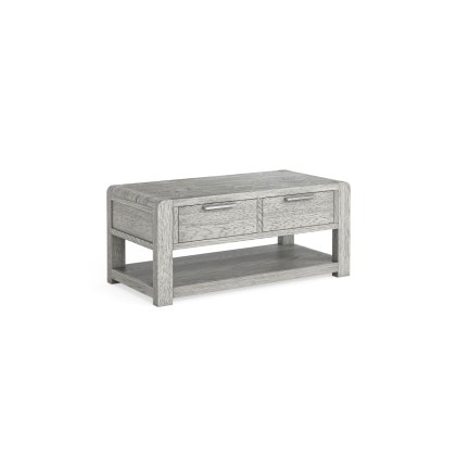 Amsterdam Washed Grey Oak 2 Drawer Coffee Table