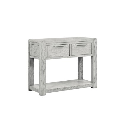 Amsterdam Washed Grey Oak 2 Drawer Console Table