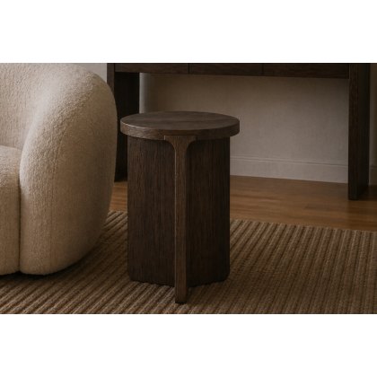 California Dark Oak Round Side Table
