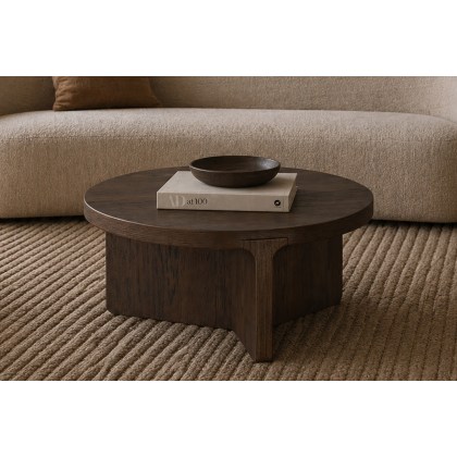 California Dark Oak Round Coffee Table