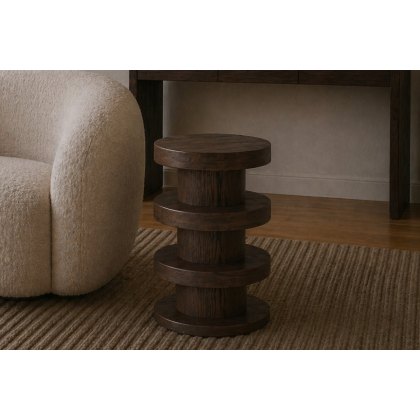 California Dark Oak Bobbin Side Table