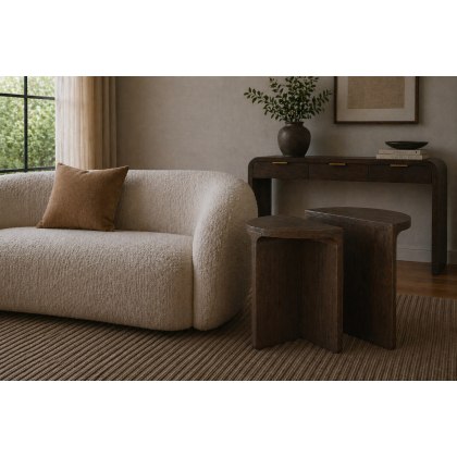 California Dark Oak Half Moon Nest of Tables