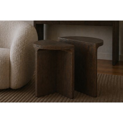 California Dark Oak Half Moon Nest of Tables
