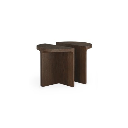 California Dark Oak Half Moon Nest of Tables