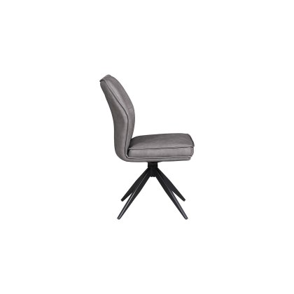 Deigo 180° Swivel Dining Chair in Charcoal PU Leather