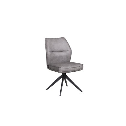 Deigo 180° Swivel Dining Chair in Charcoal PU Leather